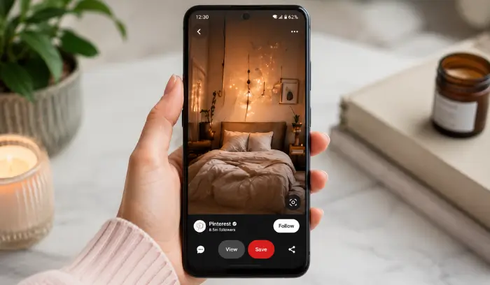 How to Download Pinterest Images on Mobile & Desktop Pinterest image preview opened in fullscreen on smartphone