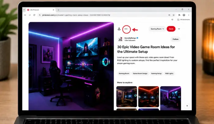 How to Download Pinterest Images on Mobile & Desktop Desktop Pinterest menu icon highlighted for image download