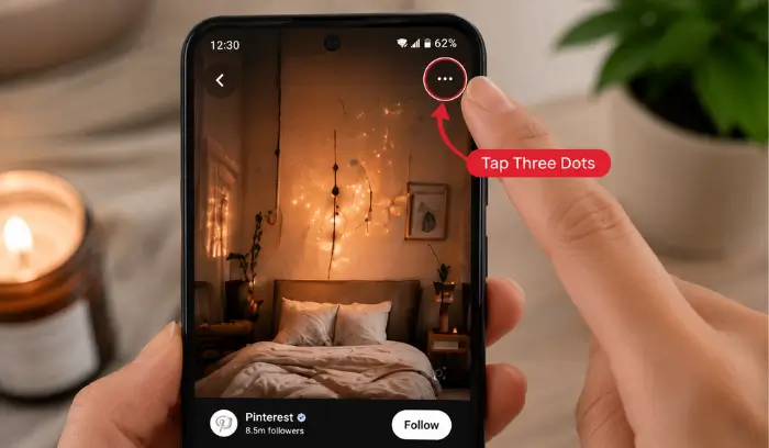How to Download Pinterest Images on Mobile & Desktop Pinterest mobile menu icon highlighted for downloading images